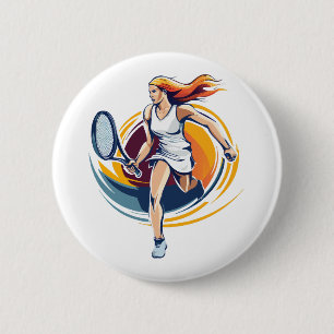 Chapa Redonda De 5 Cm mujer jugando tenis