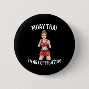 Chapa Redonda De 5 Cm Mujer luchadora de Muay Thai femenina - Boxeo tail