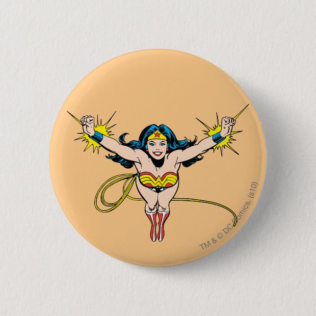 Chapa Redonda De 5 Cm Mujer Maravilla Volar Adelante (Anverso)