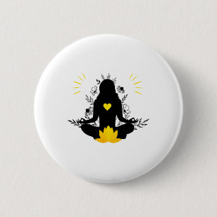 Chapa Redonda De 5 Cm Mujer Meditando Yoga Espiritualidad Atención Plena