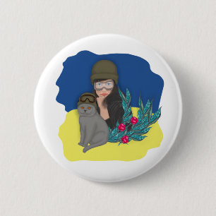 Chapa Redonda De 5 Cm Mujer militar ucraniana