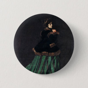 Chapa Redonda De 5 Cm Mujer Monet con vestido verde