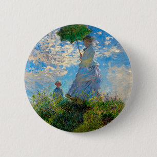 Chapa Redonda De 5 Cm Mujer Monet Paraguas Impresionismo