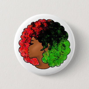 Chapa Redonda De 5 Cm Mujer niña negra panafricana orgullo afro verde ro