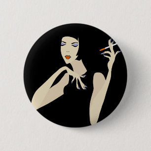 Chapa Redonda De 5 Cm Mujer que fuma