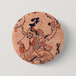 Chapa Redonda De 5 Cm Mujer ventilado dibujando Dekishima Hanya sentado