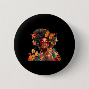 Chapa Redonda De 5 Cm Mujeres Afro Flores Mariposa Latina Afroamericana