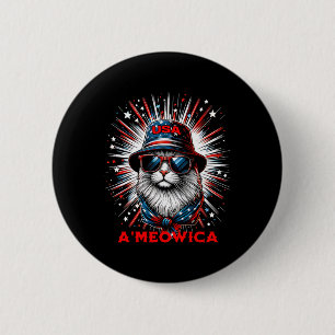 Chapa Redonda De 5 Cm Mujeres Ameowica Funny Gato Patriótico Meowica 4t