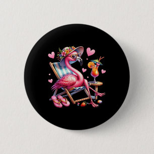 Chapa Redonda De 5 Cm Mujeres Chicas Pink Flamingo Beach Palm Tree Cute