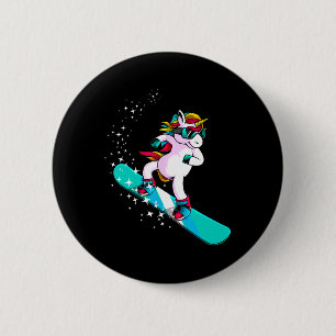 Chapa Redonda De 5 Cm Mujeres de arte de unicornio en snowboard