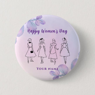Chapa Redonda De 5 Cm Mujeres de estilo violeta Nombre personalizado Día