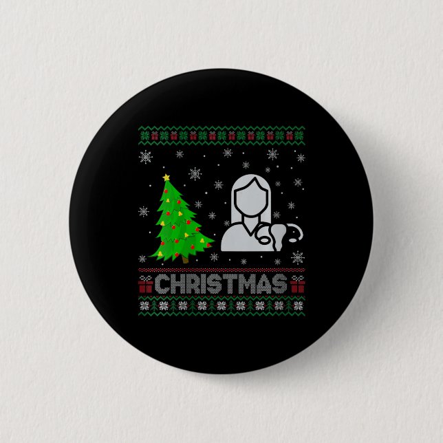 Chapa Redonda De 5 Cm Mujeres enfermas de Navidad iluminan a feos Navida (Anverso)