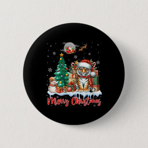 Chapa Redonda De 5 Cm Mujeres Feliz Navidad tigre de Sombrero Sombrero