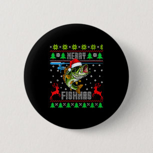Chapa Redonda De 5 Cm Mujeres Feliz Pescado Navidad B Pescar Divertido F