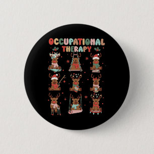 Chapa Redonda De 5 Cm Mujeres Navidades de terapia ocupacional retro ren