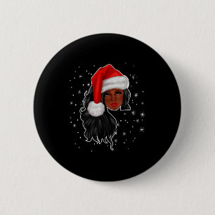 Chapa Redonda De 5 Cm Mujeres Negras Navidad Santa Claus Afro Americano
