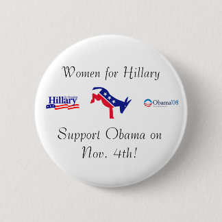 Chapa Redonda De 5 Cm Mujeres para Hillary, ayuda Obama