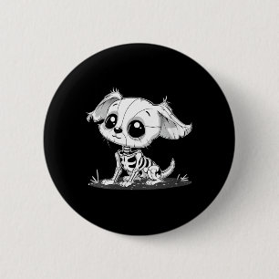 Chapa Redonda De 5 Cm Mujeres Perro Esqueleto Espeluznante Lindo - Cacho