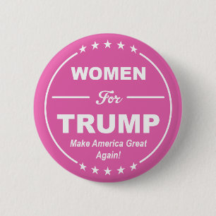 Chapa Redonda De 5 Cm MUJERES POR TRUMP! Patriota Rosa! Poder Femenino!