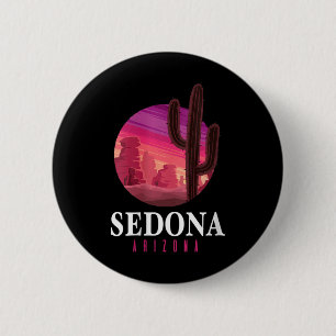 Chapa Redonda De 5 Cm Mujeres Sedona Arizona Cactus Atardecer Desierto S