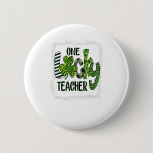 Chapa Redonda De 5 Cm Mujeres Shamrock, profesora afortunada St Patrick