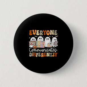 Chapa Redonda De 5 Cm Mujeres Todos se Comunican Diferente Halloween