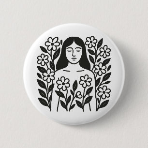 Chapa Redonda De 5 Cm Mujeres Y Flores