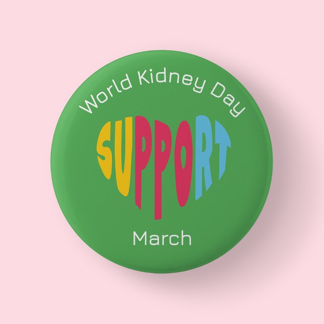 Chapa Redonda De 5 Cm Multi Coloured - World Kidney Day  (Kidney)