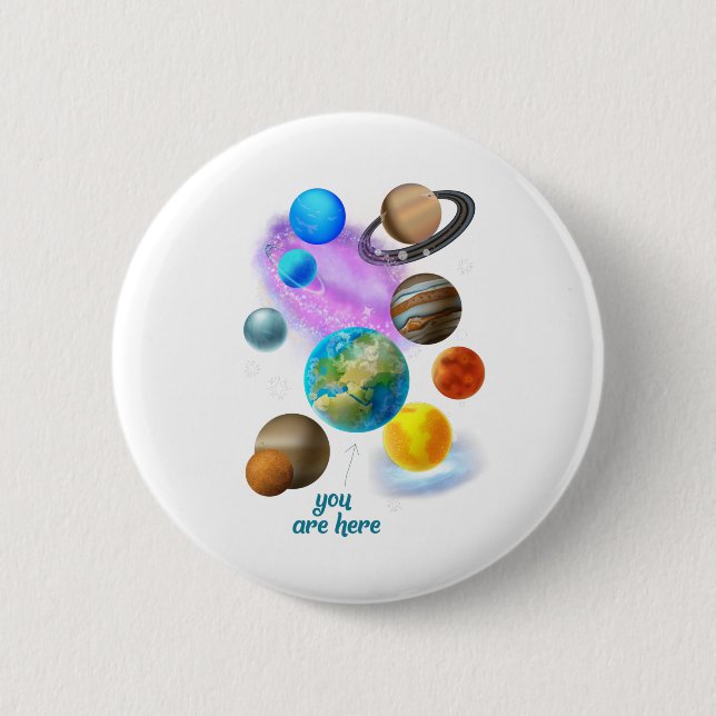 Chapa Redonda De 5 Cm multi you are here planets Edit (Anverso)