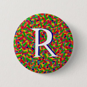 Chapa Redonda De 5 Cm Multicolor Confetti Monogramado