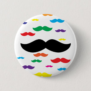 Chapa Redonda De 5 Cm multitud del ARCO IRIS del bigote