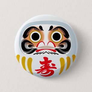 Chapa Redonda De 5 Cm Muñeca Daruma (amuleto tradicional japonés de buen