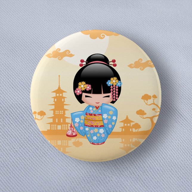 Chapa Redonda De 5 Cm Muñeca Maiko Kokeshi - Chica Geisha japonés (Subido por el creador)
