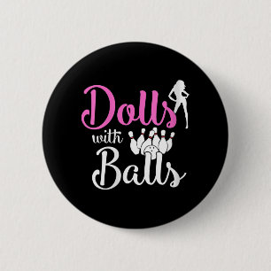 Chapa Redonda De 5 Cm Muñecas con bolas - Bowling Chicas Trip Team Bowle