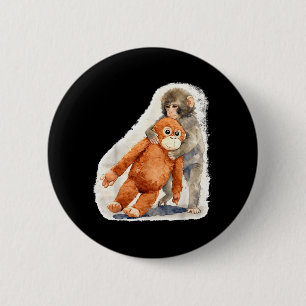 Chapa Redonda De 5 Cm Muñeco de mono orangután bebé lindo Punch