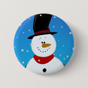 Chapa Redonda De 5 Cm Muñeco de nieve - azul