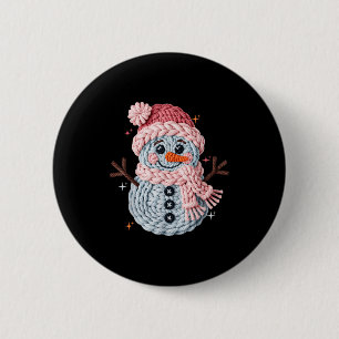 Chapa Redonda De 5 Cm Muñeco de nieve de ganchillo divertido de Navidad
