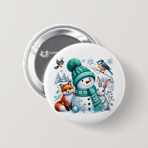 Chapa Redonda De 5 Cm Muñeco de Nieve de Navidad