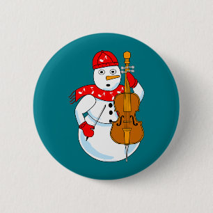 Chapa Redonda De 5 Cm Muñeco de nieve de violonchelo