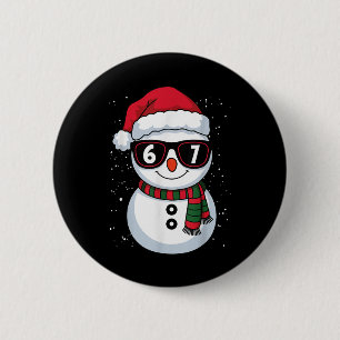 Chapa Redonda De 5 Cm Muñeco de nieve divertido seis siete Navidad 67 Me