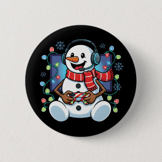 Chapa Redonda De 5 Cm Muñeco de Nieve Gamer