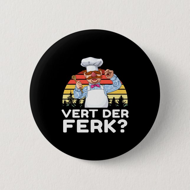 Chapa Redonda De 5 Cm Muppet Show Swedish Chef Expletive New Funny Stic  (Anverso)