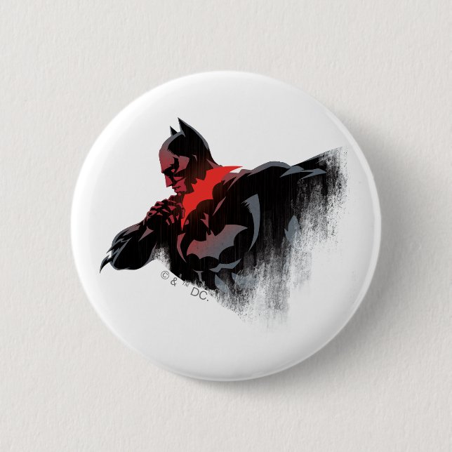 Chapa Redonda De 5 Cm Murciélago Batarang Carmesí (Anverso)