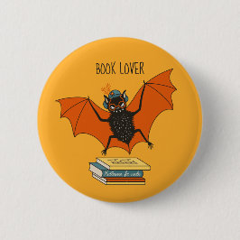Chapa Redonda De 5 Cm Murciélago Lector | Bibliotecaria Caprichosa con L
