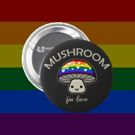 Chapa Redonda De 5 Cm Mushroom for Love - Punny LGBTQIA+ Orgullo hongo