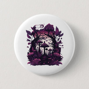 Chapa Redonda De 5 Cm Mushroom Woods Whimsigoth Witchy Screenprint Diseñ
