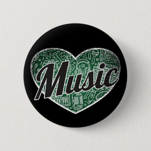Chapa Redonda De 5 Cm Music Retro Heart Blackboard Love