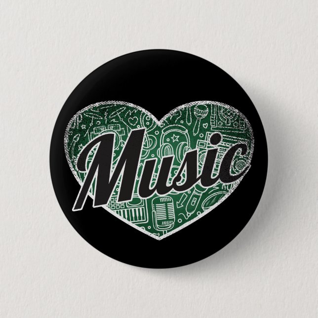 Chapa Redonda De 5 Cm Music Retro Heart Blackboard Love (Anverso)