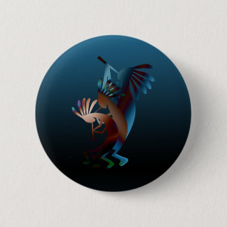 Chapa Redonda De 5 Cm Música azul de Kokopelli