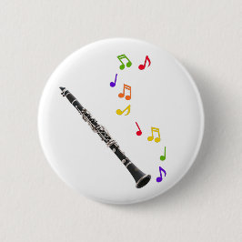 Chapa Redonda De 5 Cm Música colorida del Clarinet